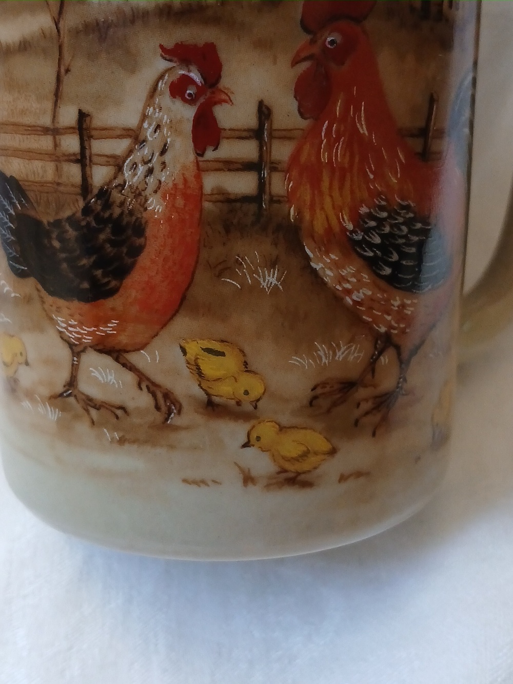 OTAGIRI Ceramic Rooster Chicken Farm Scene Coffee Mug - Picture 4 of 6
